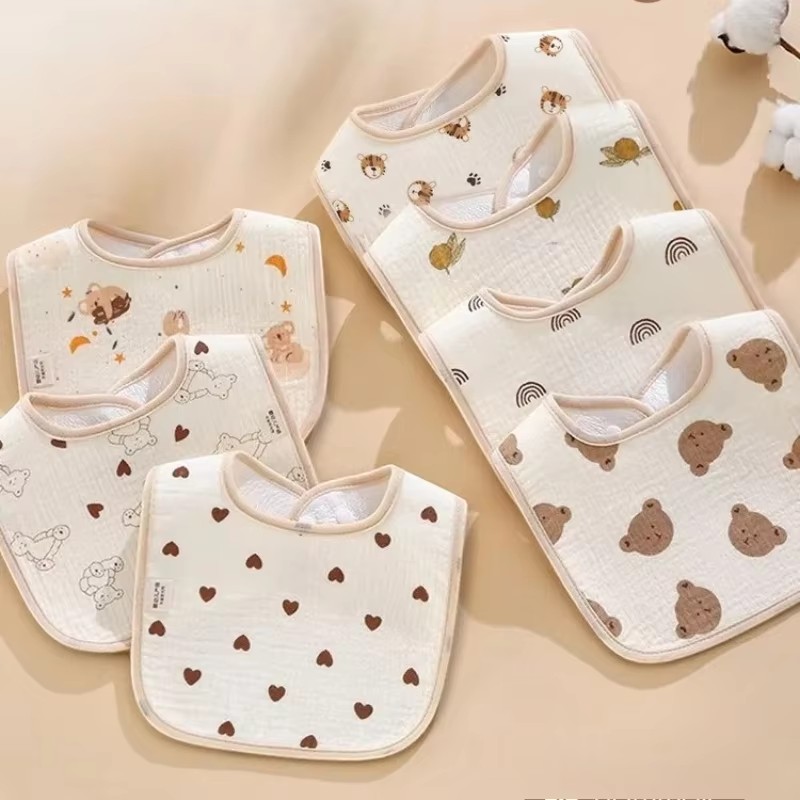 Printed Bibs Pack - 7 stks/pak Cartoon Print Slabbers Waterdichte
