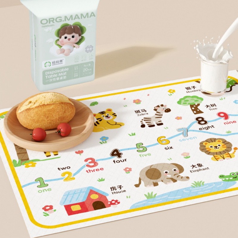 Printed Bibs Pack - 20 stuks waterdichte wegwerp placemats voor