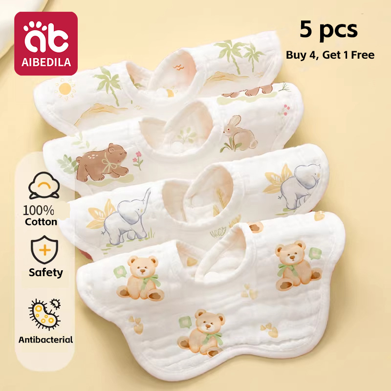 Printed Bibs Pack - 5-pack baby mousseline bandana-slabbetjes huidvriendelijke zachte