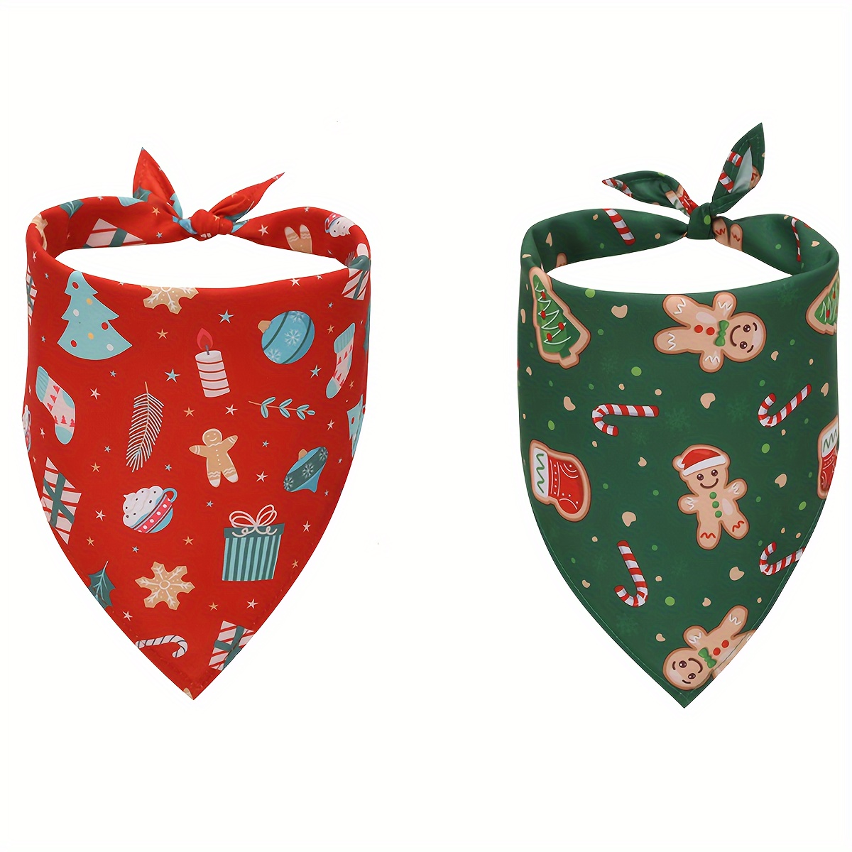 Printed Bibs Pack - 2-pack kerst hondensjaal, comfortabele driehoekige hondensjaal