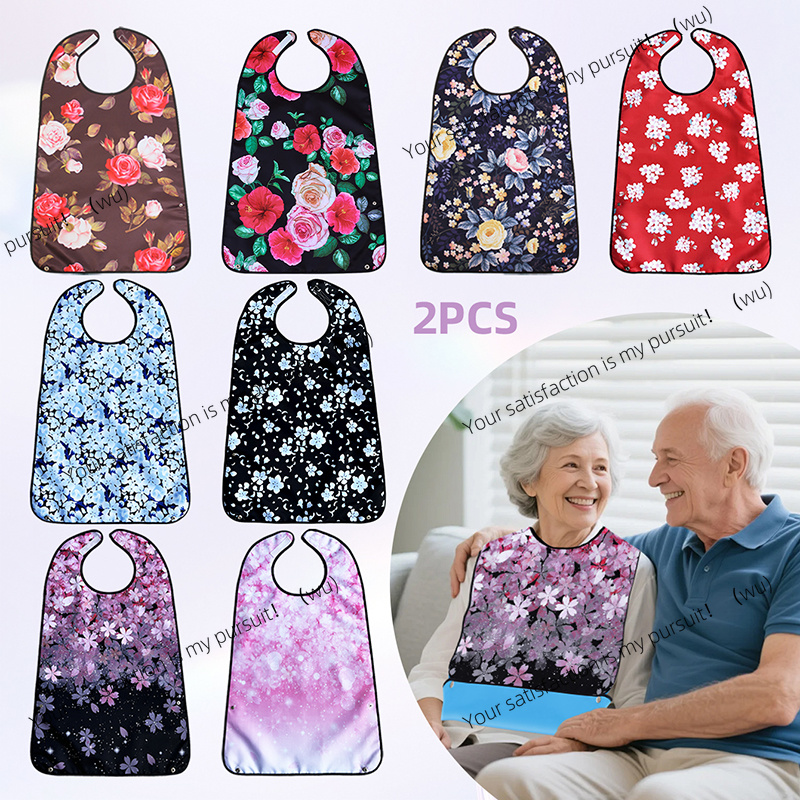 Printed Bibs Pack - 2-pack eet-schorten voor volwassenen met kruimelvanger