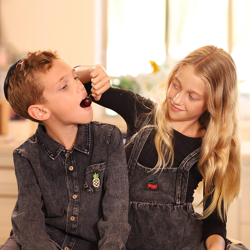 Denim Zwarte Familie Matching  - Baby Clothing Logo recensie en prijs